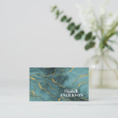 Modernes Aquamarines Gold Glitzer Marble Agate Visitenkarte (Stehend Vorderseite)