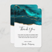 Modernes Aquamarines Gold & White Agate Dankeskarte (Vorne/Hinten)