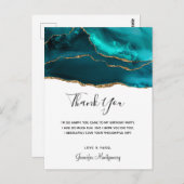 Modernes Aquamarines Gold & White Agate Vielen Dan Postkarte (Vorne/Hinten)