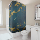 Modernes Aquamarines Goldmarmor Duschvorhang (Beispiel)