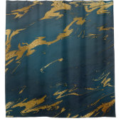 Modernes Aquamarines Goldmarmor Duschvorhang (Vorderseite)