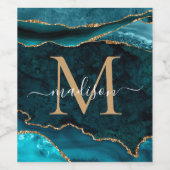Modernes Aquamarines Green Gold Agate Geode Chic M Weinetikett (Einzelnes Label)