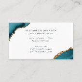 Modernes Aquamarines Green Gold Glitzer Agate Marb Visitenkarte (Rückseite)