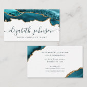 Modernes Aquamarines Green Gold Glitzer Agate Marb Visitenkarte (Vorne/Hinten)