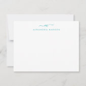 Modernes Aquamarines Green Script Monogram Swash S Mitteilungskarte (Vorderseite)