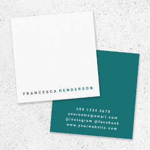 Modernes Aquamarines Green Trendy Minimalistisch e Quadratische Visitenkarte