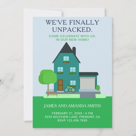 Modernes Aquamarines Green Zuhause Housewarming Pa Einladung (Vorderseite)
