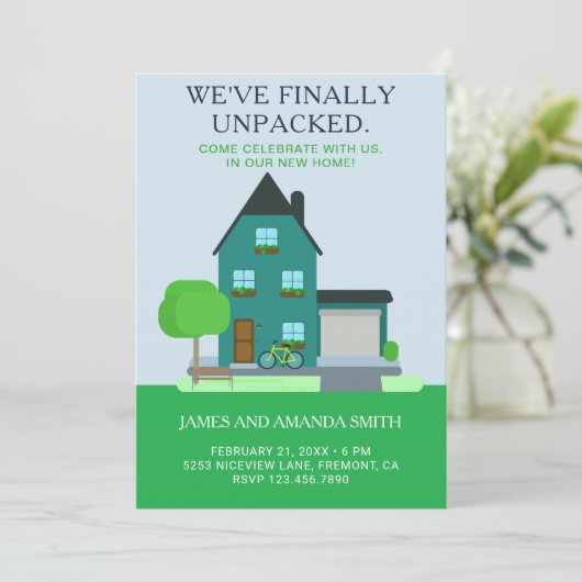 Modernes Aquamarines Green Zuhause Housewarming Pa Einladung (Stehend Vorderseite)