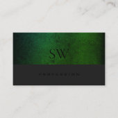 Modernes Aquamarines Grün dunkelgrau mit Monogramm Visitenkarte (Vorderseite)