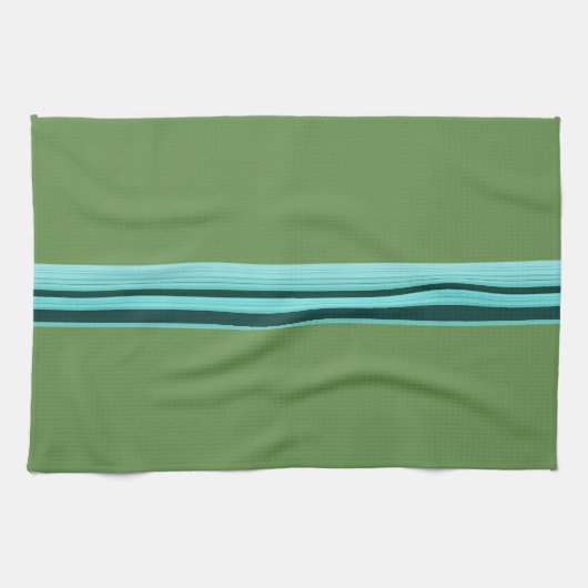 Modernes, Aquamarines, grün gestreiftes Muster Handtuch (Horizontal)