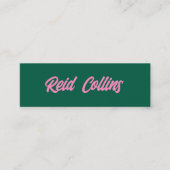 Modernes Aquamarines Grün und rosa, kaltes Skript Mini Visitenkarte (Vorderseite)