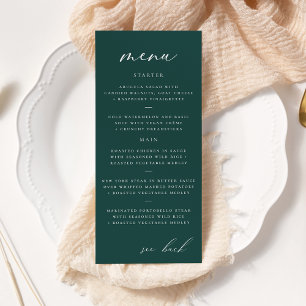 Modernes Aquamarines Hochzeitsmenü mit elegantem S Werbekarte