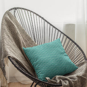 Modernes Aquamarines japanisches Wellengeometrie-M Kissen