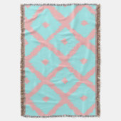 Modernes aquamarines korallenrotes trendy ikat decke (Vorderseite Vertikal)