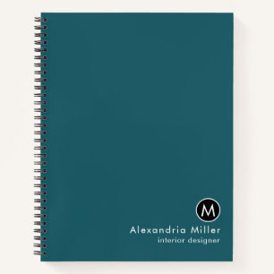 Modernes Aquamarines Monogram-Notebook Notizblock