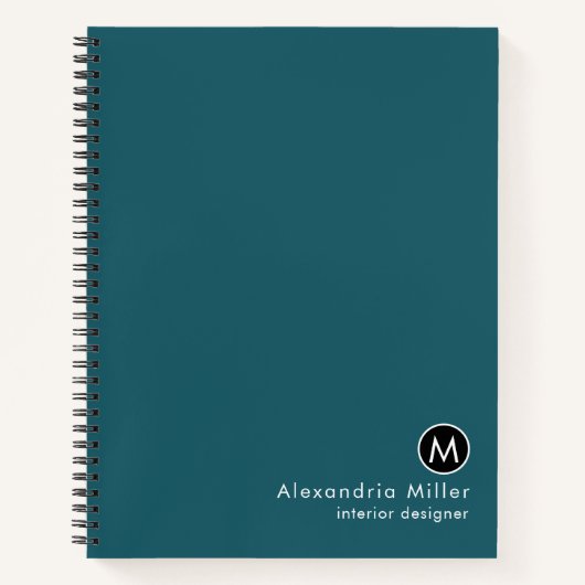 Modernes Aquamarines Monogram-Notebook Notizblock (Vorderseite)
