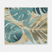 Modernes, Aquamarines Monstera Botana Fleecedecke (Vorderseite (Horizontal))