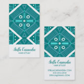 Modernes, Aquamarines Muster des Boho Geometric Visitenkarte (Vorne/Hinten)