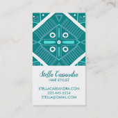 Modernes, Aquamarines Muster des Boho Geometric Visitenkarte (Rückseite)