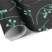 Modernes aquamarines Muster für Schwarzen Beeren Geschenkpapier (Rolleneckpunkt)