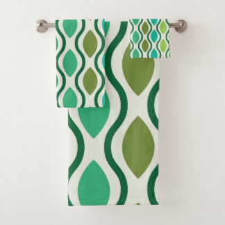 Modernes Aquamarines Ogee-Muster aus der Mitte des Badhandtuch Set