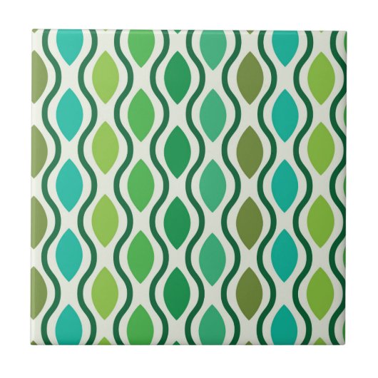 Modernes Aquamarines Ogee-Muster aus der Mitte des Fliese (Vorderseite)