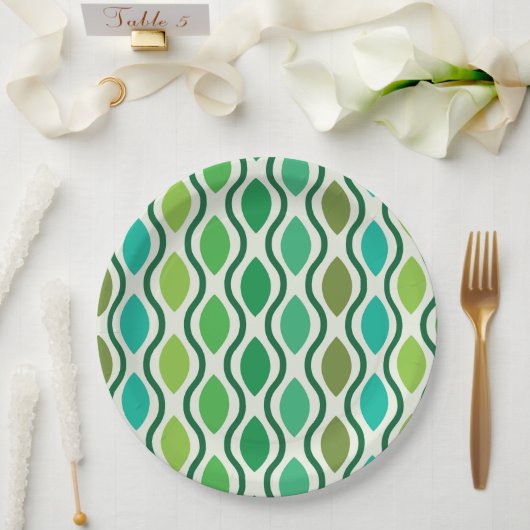 Modernes Aquamarines Ogee-Muster aus der Mitte des Pappteller (Hochzeit)