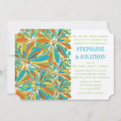 Modernes Aquamarines Orange Green Chrysanthemum Einladung (Vorderseite)