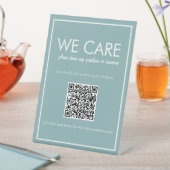 Modernes Aquamarines QR Code Feedback Counter Sign Sockelschild (In Situ)