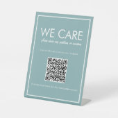 Modernes Aquamarines QR Code Feedback Counter Sign Sockelschild (Vorderseite)