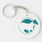 Modernes Aquamarines Reitlogo Personalisiert Schlüsselanhänger (Vorderseite)