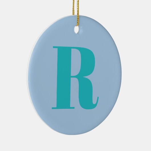 Modernes Aquamarines Schreiben | Monogram Initial Keramik Ornament (Rechts)