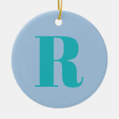 Modernes Aquamarines Schreiben | Monogram Initial Keramik Ornament (Vorne)