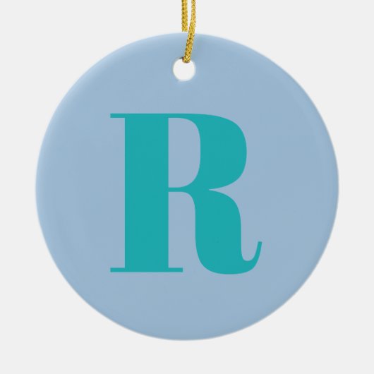 Modernes Aquamarines Schreiben | Monogram Initial Keramik Ornament (Vorne)