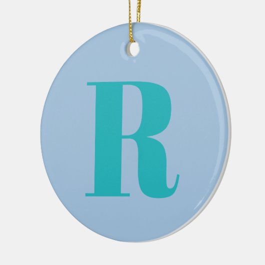Modernes Aquamarines Schreiben | Monogram Initial  Keramik Ornament (Links)