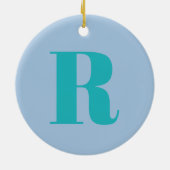 Modernes Aquamarines Schreiben | Monogram Initial Keramik Ornament (Hinten)