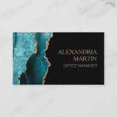Modernes Aquamarines Schwarz-Gold-Glitzer-Marmor Visitenkarte (Vorderseite)