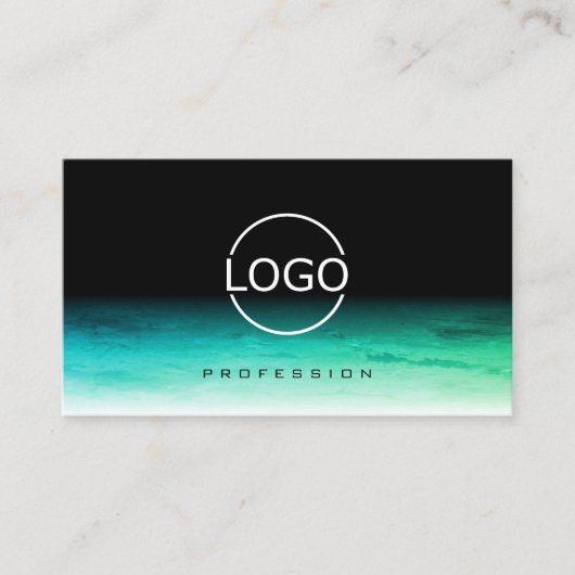 Modernes, Aquamarines, schwarz-grünes Ombre-Muster Visitenkarte (Vorderseite)