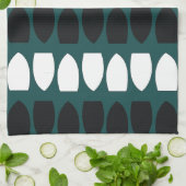 Modernes Aquamarines Schwarzes geometrisches Schwa Geschirrtuch (Gefaltet)