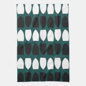 Modernes Aquamarines Schwarzes geometrisches Schwa Geschirrtuch (Vertikal)