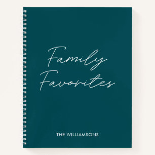 Modernes Aquamarines Script-Cooking Family Rezept Notizblock