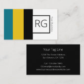 Modernes Aquamarines Senf Mit Monogramm Personalis Visitenkarte (Vorne/Hinten)