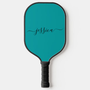 Modernes aquamarines Skriptname Pickleball-Paddel Pickleball Schläger