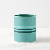 Modernes Aquamarines Streifenmuster Tasse (Zentrum)