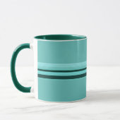 Modernes Aquamarines Streifenmuster Tasse (Links)