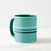 Modernes Aquamarines Streifenmuster Tasse (Vorderseite Links)