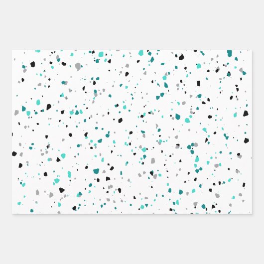 Modernes, Aquamarines Türkis Terrazzo Muster Geschenkpapier Set (Vorderseite 3)