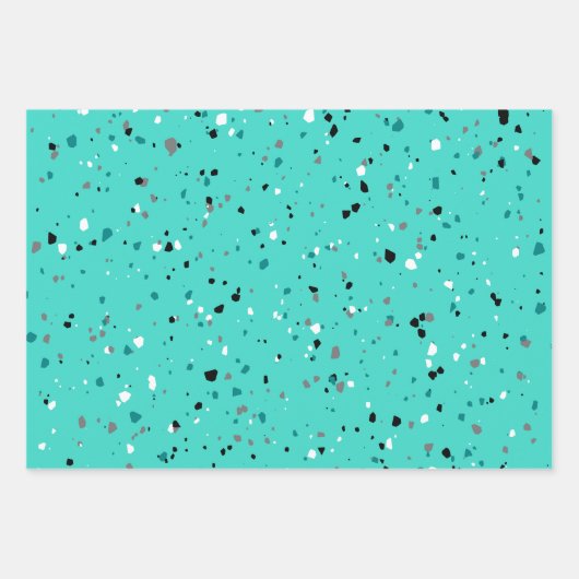 Modernes, Aquamarines Türkis Terrazzo Muster Geschenkpapier Set (Vorderseite 2)