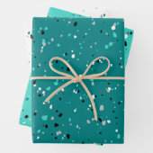 Modernes, Aquamarines Türkis Terrazzo Muster Geschenkpapier Set (Beispiel)
