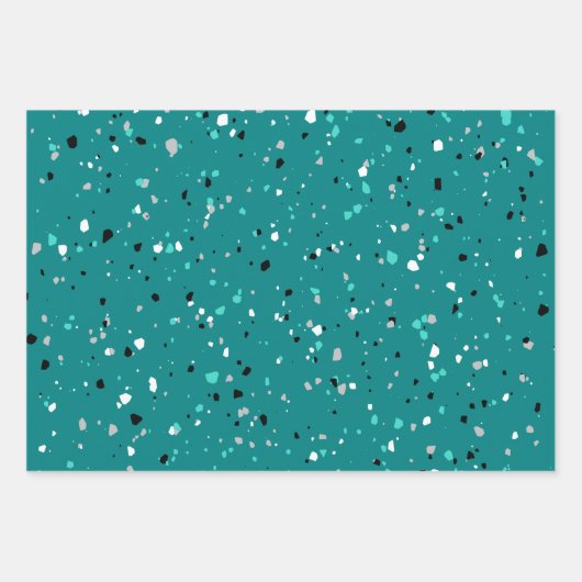 Modernes, Aquamarines Türkis Terrazzo Muster Geschenkpapier Set (Vorderseite)